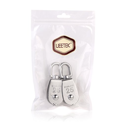 UEETEK 2Pcs 25MM Riemenscheibe Einzelsatz in Edelstahl 304 M25 Riemenscheibe Roller Tragkraft 400kg – Silber - 7