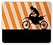 Produktbild Dirt Bike Mouse Pad, Rider on a Bike Silhouette with Diagonal Stripes in Orange Shades, Standard Size Rectangle Non-Slip Rubber Mousepad, Orange Black Pale Orange