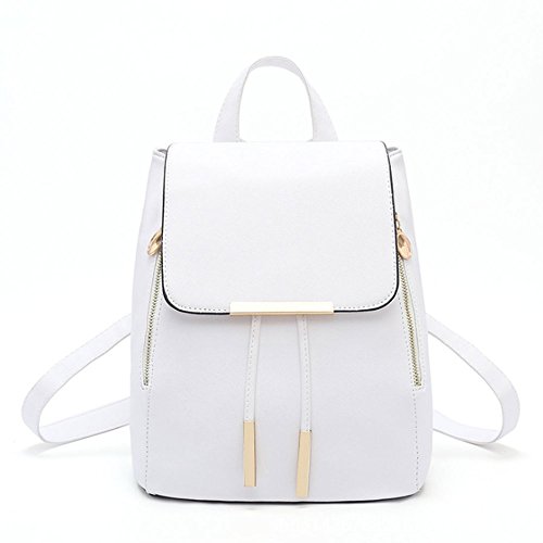 WWAVE Mochilas Moda Cuero Mujeres Niñas Bolso de Hombro Gran Capacidad, Crema