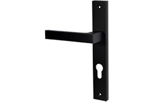 ALSTEN TECH Türgriff Türbeschlag Set Drückergarnitur L 90 PZ Profilzylinder für Innentüren Zimmertüren Schwarz Matt Langschildgarnitur Türklinke BB WC
