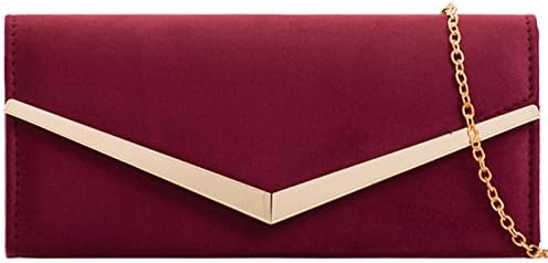 ZES Plain Suede Bridal Wedding Ladies Party Prom Evening Clutch Hand Bag Purse (Burgundy)