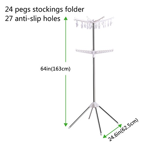Lifewit Wäschespinnen mit Klammern Wäscheständer Klappbar Kleiderständer Platzsparend Wäschetrockner Flügelwäschetrockner Verstellbar Portable Standtrockner - 5