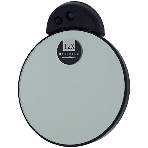 Black 12 X Magnification Travel L.E.D. Suction Cup Mirror SC976