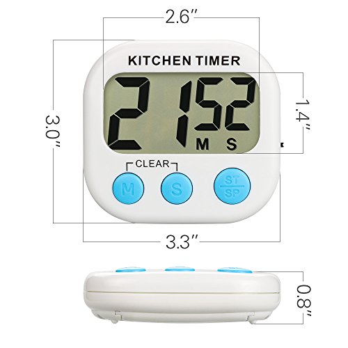 Küchen Timer ,Topist Digitale Küchenuhr/ Elektronischer Timer/Küchentimer/Kochentimer/,Digital Timer mit Großem Bildschirm und Magnet für die Küche zum Kochen, Backen, Spiele, Sport und Büro - 6