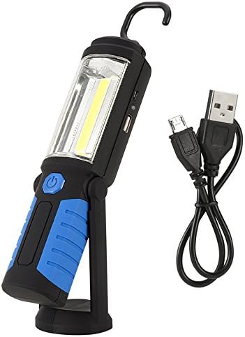 Witasm LED Inspection Lamp Rechargeable Magnetic COB LED Work Light 3W Rotatable Hanging Hand Torch Lamp 240lm with 2000mA Powerbank, Magnet Base and Hanging Hook, for Home, Auto Repair, Workshop, Garage, Camping, Caving, Emergency Use, Blue