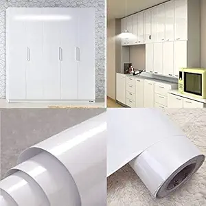 One2one Enterprises White High Gloss Marble Furniture Self Adhesive Wallpaper for Almirah, Door, Cupboard, Fridge, Wall, Tabletop, Floor & Etc Interior & Renovation Projects (2x6 Feet)