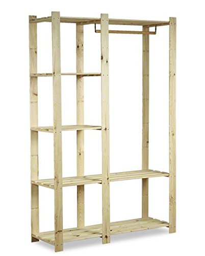 Kleiderschrank Garderobe B-25 Regal Holzregal 2 Farben (Unbehandelt) - 2