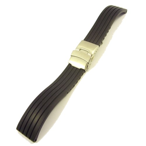 ZeitPunkt-Silikonband mit Streifen schwarz 20 mm ZeitPunkt-Silikonband mit Streifen schwarz 20 mm