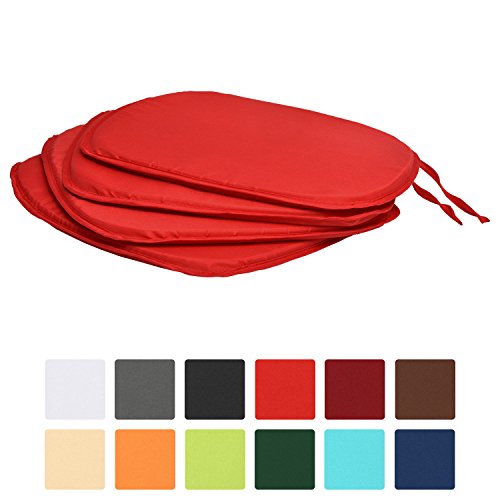 Beautissu® 4er Set Stuhlkissen Lara 38x38x1,5cm Sitzkissen für Stühle für Indoor & Outdoor mit Oeko-Tex Siegel Rot