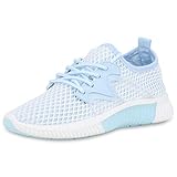  SCARPE VITA Damen Sportschuhe Laufschuhe Schnürer Fitness Schuhe Gym Sneaker Turnschuhe Netzoptik Trainingsschuhe 182030 Hellblau 36