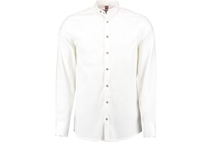 OS Trachten Herren Hemd Langarm Trachtenhemd mit Stehkragen und Kragenriegel Letoya