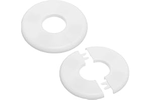 PATIKIL Vägg delad fläns 34,5 mm (1,36 tum), 2 st ABS runda självhäftande täckbricka platta spännen vattenrörsskydd för kök badrum arm rör kran dekoration