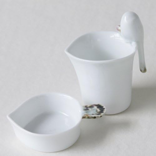 White Porcelain Bird Design Ceramic Pottery Personal Tea Leaf Brewing Infuser Filter Strainer Saucer Set