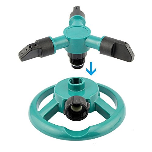Garten Sprinkler, Swify Rasensprenger Sprinkler Kreisregner Automatik mit 3 Armen und 12 Sprühdüsen 360° Rotation Wasser Sprinkler für Bewässerungsanlagen, Blumen und Gärten - 9
