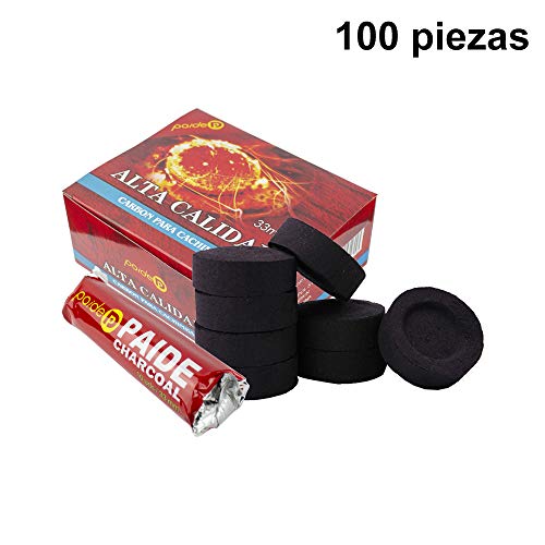 PAIDE - Lame di Carbone per bruciatore, incenso, incensiere, Fumo, Narghilè, Narghilè, Narghilè, Narghilè (10 Rotoli, 100 unità) (100)