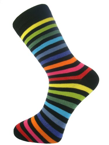 My Socks - Calcetines para hombre (algodón, cómodos, estilo casual y formal), diseño de rayas, color oscuro con rayas de colores variados