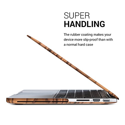 kwmobile Hardcase Laptop Hülle für Apple MacBook Pro Retina 13″ (ab Ende 2012) – Holz Maserung Design Braun dünne gummierte Schutzhülle Cover Case Tasche - 3