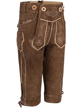 PAULGOS Kinder Trachten Lederhose + Träger, Echtes Leder, Kniebund in 2 Farben Gr. 86-164