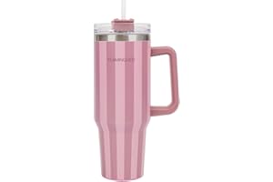 Flamingueo Termo 1,18L - Botella Agua Acero Inoxidable - Tumbler - Con Pajita y Asa - Bebidas Frías 24h y Calientes 10h - Vaso Termico - Rosa