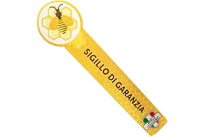 Mondo Ape Sigillo di Garanzia vasetto - Miele Italiano - 10x2,5 cm - Rotolo da 1000 Etichette adesive - Chiusura di Sicurezza per vasetti e barattoli Alimentari