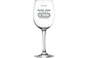 Mr. Wonderful - Copa de vino - Arriba, abajo, al centro… ¡y papá, tan contento! - Realizada en vidrio, con mensaje dirigido a papá - Capacidad: 47 cl.