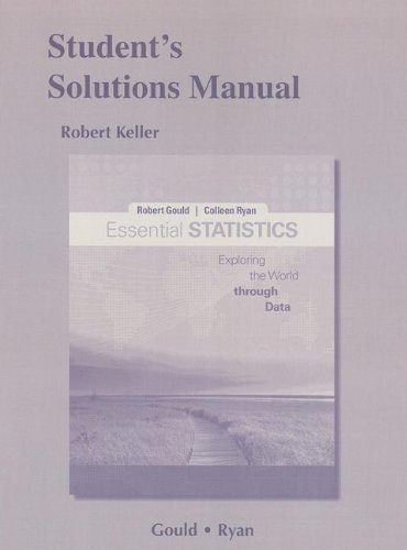 Student's Solutions Manual for Essential Statistics 1st edition by Gould, Robert N., Ryan, Colleen N. (2012) Paperback