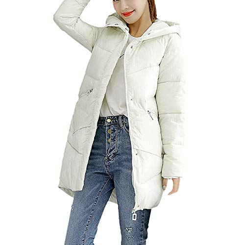 Preisvergleich Produktbild Fuibo Damen Warme Dicke Mäntel, Frauen Winter warme Oberbekleidung Kapuzenmantel Baumwolle gefütterte Jacke / Winterjacke Damen Coat Kapuzenjacke Outwear Steppmantel (M, Weiß)