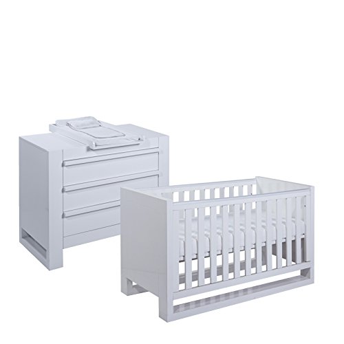 Tutti Bambini Rimini Room Set with High Gloss White Finish, 2-Piece