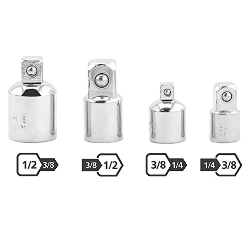 SYCEES Steckschlüssel Nuss Set 3-teilig 1/4, 3/8, 1/2 Zoll und Stecknuss Adapter 4-teilig 1/4 auf 3/8 – 3/8 auf 1/4 Zoll – 3/8 auf 1/2 – 1/2 auf 3/8 - 3