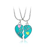 aleación Ogquaton Collar de la mejor calidad de Good Friends Love English Colgante de dos diamantes de imitación de aleación Flap Best Friends para mujeres o niñas