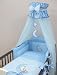 5 Piece Baby Cot / Bed Bedding Set - Moon (COT BED 140 x 70cm, Blue)
