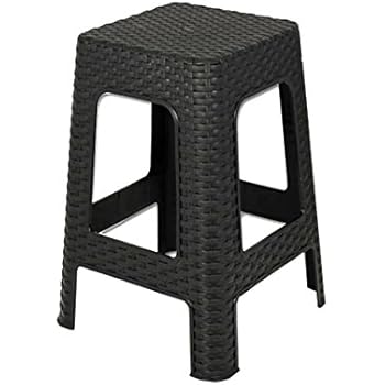 Hocker Rattan -Badhocker - Sitzhocker - Stuhl- Farbe: silber: Amazon.de