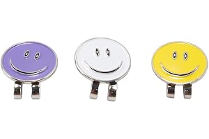 Huba 3 stycken magnetiska golfbollmarkörer med clips hatt bä design leende ansikte, för golf-entusiaster