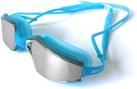 Olwym Swim Goggles - Swimming Goggles For Men Boys Women Adult Youth Children &amp; Kids - Triathlon Non Leak Anti-Fog UV Protection Clear Vision Mirrored- Free Google Case Swim Like Pro (Blue - Mirrored Lenses)