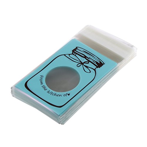 100x Cute Flaschendesign Selbstklebend Beutel Tasche Tütchen Cookie Süßigkeiten Verpackung Geschenk Dichtung – Blau - 8