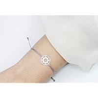SCHOSCHON Damen Sonne Armband Silber-Dunkelgrau 925 Silber Individualisierbar | Charm Sun Schmuck Freundschaftsarmband