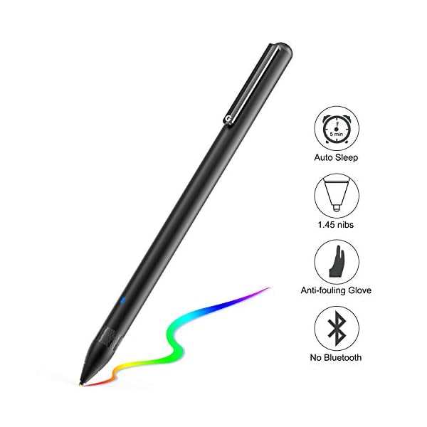Active Stylus Stift für sämtliche Touchscreens. Wiederaufladbarer Eingabestift Pencil mit 1,45mm feiner Spitze, der kapazitive Stylus ist kompatibel für Apple iPad, iPhone und Samsung Tablets...
