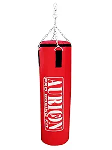 Aurion Rex Leather Unfilled Heavy Punch Bag 2 ft 3ft 4ft 5ft Boxing MMA Sparring Punching Training Kickboxing Muay Thai with Hanging Chain