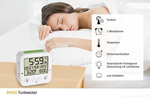 TFA Dostmann Bingo Funk-Wecker, weiß/grün - 4