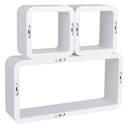 WOLTU 9210-a 3er Set Lounge Cube Regal Retro Wandregal Bücherregal, MDF Holz (Weiß) - 5