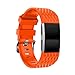Produktbild WAOTIER für Fitbit Charge2 Armband Silikon Armband Metall Verschluss Atmungsaktiver Armband für Fitbit Charge 2 Armband mit Lingge Muster und Schutzfolie Wasserdichter Armband (Orange)