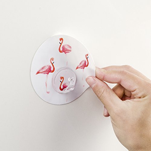 Wenko 22739100 Static-Loc Uno Flamingo Badezimmerhaken, Küchenhaken, Kleiderhaken mit statischem Halt, Polyethylenterephthalat, mehrfarbig, 8.5 x 8.5 x 2 cm - 6
