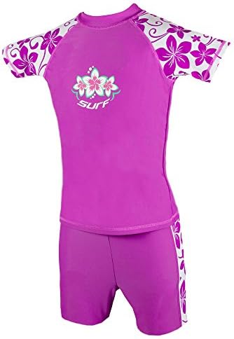 Girls Radiant Orchid UV Sun Protection Rash Vest and Swim Shorts UPF 50+ Size 3-4/5-6/7-8/9-10/11-12/13-14 Years
