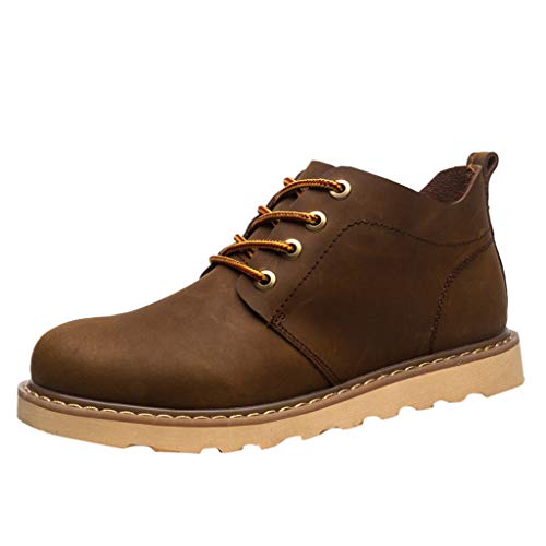 SOMEUSN - Chaussures en Cuir pour Hommes Femmes Style Britannique Tête Ronde Bottillons Décontractés à Tube Moyen Tube Casual Bottes Courtes Bottes d'Outillage