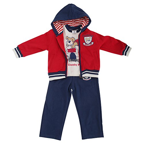 Baby Boys Champion Cheeky Pup Jacket, T-Shirt And Trousers Set (6-12 Months) (Red/Navy/White)