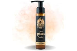 Man's Beard - Gel de Rasage homme Barbe De Précision Transparent à l'Aloe Vera - Peaux Sensibles - 75 ml -Ingrédients d'Origine Naturelle - 100% Fabriqué en France