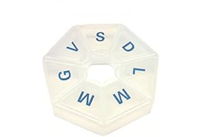 INTE PortaPillole Settimanale (ITALIANO), Portapillole a 7 Scomparti per 7 Giorni, Tascabile, Organizer Settimanale per Medicinali, Scatola per Farmaci Settimanale, Forma Esagonale (Bianco Trasparente)