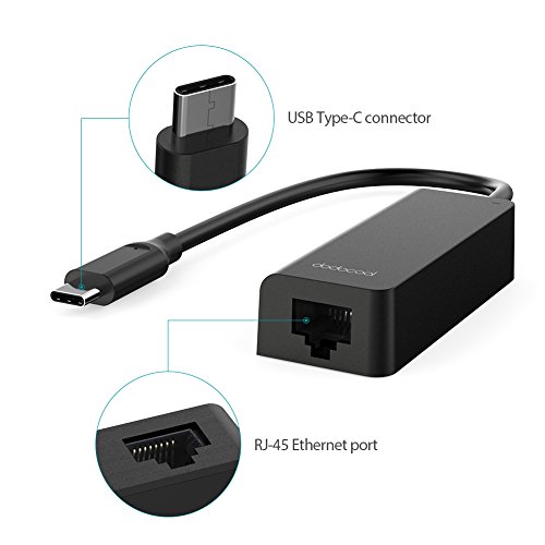 dodocool USB C Adapter auf Gigabit Ethernet (RJ45) Thunderbolt 3 USB 3.1 5 Gbps 10/100/1000 Adapter für Mac OS X /Windows/Linux/Chrome OS(Macbook 12 Zoll) - 2