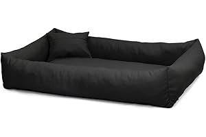 Juelle Legowisko dla Psa ze Sztucznej Skóry, Puszysta Poduszka dla Psa, Legowisko dla Dużych Psów, Miękka i Elegancka Sofa dla psa, Elmo S-XXL (100x80 cm, Czarny)