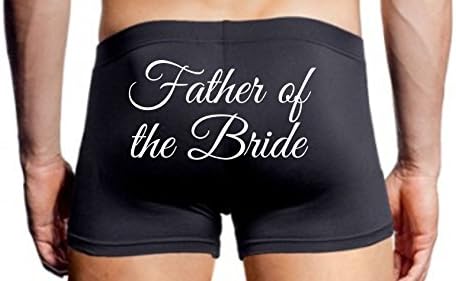 Mens Wedding day Boxer shorts, Black, Father of the Bride (L)